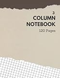 3 Column Notebook: Basic Log or journal with 3 partitions and ruled lines, used as tracker to maintain records or manage accounts using as a ledger.