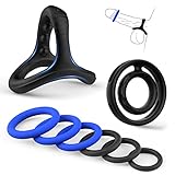 8 Stück Penisring - Cock Penis Ring für Paare Sex mit Hodenringe Dual Cockring Extrem Silikon Dehnbarer Dreieckiger Cockringe Penisringe Sex Spielzeug für die Männer Pleasure Sextoysets Mann