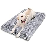 Jaspuriea Großes Hundebett Waschbare Hundekistenmatratze Beruhigende Flauschige Anti-Angst Hundebetten Deluxe Plüsch Hundematte mit Anti-Rutsch-Boden,90x60x7cm