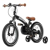 Deryan Luxus Kinderfahrrad 14 Zoll | 3 in 1 Laufrad | Fahrrad mit Verstellbarem Sattel und Lenker | Kinder Fahrrad für Jungen und Mädchen | Schwarz
