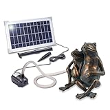 Esotec Solar Wasserspeier Set Frösche Paar, Solarpumpe, Teichfigur Gartenfigur Gartenstatue, Tauchpumpe, Gartenbrunnen Solar, Springbrunnen außen Outdoor, Vogeltränke H=22cm 101657