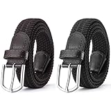 AYESY Elastischer Gürtel Herren, Geflochtener Gürtel für Herren Damen ohne Löcher, 2 Stücke Flechtgürtel Dehnbarer Stoffgürtel Stretchgürtel