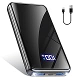 Power Bank,20000mAh Powerbank Schnelllade 22,5W USB-C PD3.0 & QC4.0 Tragbarer Externer HandyAkkus mit LED Display &Taschenlampe,Kompatibel mit iPhone 16 15 14 13 12 Pro/Max Samsung S25/S24/Tablet iPad