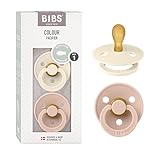 BIBS Colour Schnuller 2er-Pack, BPA-frei, Symmetrischer Sauger. Naturkautschuk / Latex, Hergestellt in Dänemark. 0-6 Monate (2er Pack), Ivory & Blush