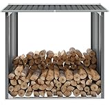 Feuerholzlager Verzinkter Stahl Trocken Holzspeicher Grau für Garten und Terrasse