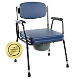 OrtoPrime WC-Stuhl, gepolstert, tragbar, verstellbar, tragbar, mit Bidet zum Anklippen, Badezimmerstuhl für ältere Menschen, Geriatrischer Badezimmerstuhl, komfortabel und strapazierfähig