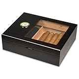 Slege Zigarren Humidore,Humidor-Zigarren,Glasplatte,Spanische Zeder Zigarrenbox,mit Zigarrenbefeuchter,Hygrometer,Teiler, Kuba Zigarren Zubehör,Männer Geschenk (10-30 zigarren)