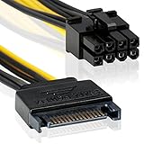 15-Pin auf 8 Pin | 20cm |Netzteil-Adapter-Kabel 15-polig SATA-Anschluss auf 8-polig | ATX12V | P8-Stecker schwarz/Gelb - MOVOJA