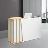 SJMDMZD Moderne Empfangstheke aus Holz, Form Empfangstresen für Büros mit Abschließbaren Schubladen, Multifunktionaler Rezeptionstheke mit 4 Stauräumen Geeignet für Rezeptionen Hotels A 120cm