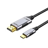 USB C auf HDMI Kabel 4K 60Hz 2M, USB Typ C zu HDMI UHD Kabel Geflochtenes Thunderbolt 3/4 Adapter Kabel Video Konverter kompatibel mit iPhone 15 16 Pro Max MacBook Pro Air iPad Samsung S24 S23 Dell