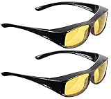 PEARL Auto Blendschutz: 2er-Set Überzieh-Nachtsichtbrillen Night Vision Pro (Sonnenbrille Nachtfahrbrille, Überzieh-Brille für Brillenträger, Schutzbrille)