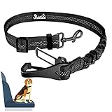 Eyein Hunde Sicherheitsgurt für Auto, Verstellbarer Hundegurt fürs Auto mit Elastischer Ruckdämpfung, 3 in 1 reflektierend Hunde Anschnallgurt für alle Hunderassen & Autotypen, 90cm (Schwarz)