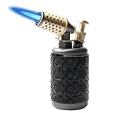 Sturmfeuerzeug Gas Nachfüllbar, Jetflamme Feuerzeug Winddicht, Metall Flambierbrenner Einstellbar, Tischfeuerzeug, Gasfeuerzeug für Kerze, Kamin, Küche, Geschenkidee für Männer (Ohne Gas)