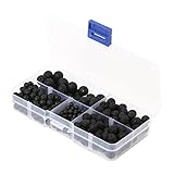 Angoily 300 Stück Schwarze Vulkanstein Perlen Lose Runde Natursteinperlen Spacer Perlen für Diy Schmuckherstellung für Armbänder
