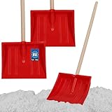 KOTARBAU® 2er Set Schneeschaufel für Kinder - 25 x 20 cm - Schnee Schaufel mit Holzstiel - 82 cm - Kinderschaufel - Leicht & Sicher - Schneeschieber - Klein - Rot