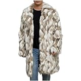 Generisch Felljacke Herren Lange Teddyfell Jacke Jacke mit Fell Teddy Fleecejacke Warm Outdoor Jacken Fashion Winterjacke Winterjacken mit Revers Weich Freizeitjacke Warme Pelzmäntel Khaki XL
