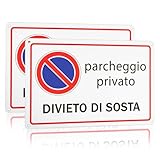 2 Stück Schild Parkverbot, Privateigentum aus Aluminium Metall Material, Eigenschaften UV-beständig, wasserdicht, einfach zu installieren (horizontale Version)