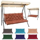 Matalde Hollywoodschaukel Auflage für gartenmöbel, Sitzkissen mit Rückenlehne und Befestigungsriemen, 150x100 cm, 10 cm dick, Schaukelkissen für Hollywoodschaukel Sitzbank Gartenbank Gartenmöbel