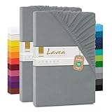 2er Set Spannbettlaken, Doppelpack Spannbetttuch, Serie Maya, 90x200cm | 100x200cm, Mittelgrau, 100% Baumwolle, hochwertige Verarbeitung, mit Gummizug