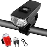 KEWAYO LED Fahrradlicht Set Fahrradlampe STVZO Zugelassen Fahrradbeleuchtung Fahrrad Licht USB-Aufladung und Wasserdicht, FahrradLicht Set mit Frontlichter und Rücklicht für Kinder und Erwachsene