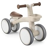 KikkaBoo Laufrad ab 1 Jahr ZIPI, Lauflernrad ohne Pedale mit Korb, Balance Bike, Einstellbar, Baby Erstes Fahrrad Spielzeug 12–24 Monate, Geschenk Junge Mädchen, Beige
