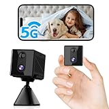 aidowocam Mini Kamera,5G WiFi Überwachungskamera Innen,Kamera Überwachung Innen,Kostenloser Cloud-Speicher, Lange Standby Akku Kamera,Bewegungsmelder,Nachtsicht,Unterstützt SD-Speicher
