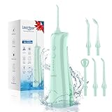 Leominor Water Dental Flosser Pick for Teeth - 5 Modes Cordless Portable Water Teeth Cleaner IPX7 Waterproof Oral Irrigator Rechargeable, Professional Flossing Cleaning Picks for Home Travel (Green)