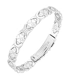 Jecanori Kupfer-Armband für Damen, verstellbare magnetische Armbänder für Frauen, Glücksklee-Accessoire, verstellbare Länge, mit Entfernungswerkzeug und Schmuck-Geschenk-Box, silberfarben