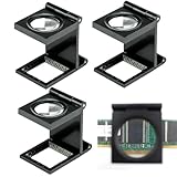 XUZOPIM 3 Stück Mini Magnifying Glass, Thread Counter, 8X Magnification, Mini Folding Magnifier Scale And Thread Counting Function For Precise Work In The Watch Industry, Jewellery And Sewing