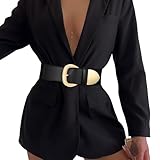 WHIPPY Damen Breiter Gürtel Taillengürtel Stretch für Kleid Elastischer Gürtel Hüftgürtel für Damen Goldener Schnalle, schwarz 35'