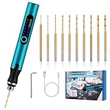 Uolor 3-Gang-Elektro-Mini-Bohrstift, Wiederaufladbare DIY Handbohrer Elektrisch, Mini Bohrmaschine mit 10 kleine Bohrer, Mini Bohrer Set für Harz Schmuckherstellung Kunststoff Holz Leiterplatte Leder