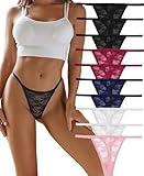 FINE TOO 10er Pack Spitze Strings Tangas Damen Set Unterhosen Sexy Unterwäsche Frau Lingerie Sexy Thongs for Women Dessous Mehrpack S-XL