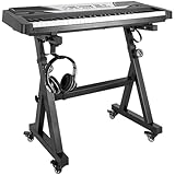 OUUTMEE Tastaturständer, Rollen, Tastaturständer, Z-Form, verstellbar, mit Gleitschiene, einfach zu bedienen (Schwarz)