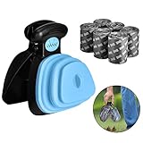Queta Dog Pooper Scooper mit 6 Abfallsäcken Kleine Haustier-Toilette Abfallaufbewahrung Poop Scoop mit Pet Poop-Taschen, Walking Poop Remover Home Yard Outdoor-Abholwerkzeug (Blau)