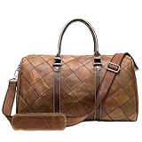 Herren Reisetaschen Handgepäck Echtleder Ledergepäck Reisetasche Koffer Handtaschen groß/Wochenendtasche(8883-lightcoffee)