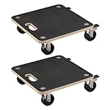 Wiltec 2X Transportroller 380 x 380 x 119 mm mit 250 kg Traglast je Möbelroller, Rollbrett aus Holz mit 4 Lenkrollen