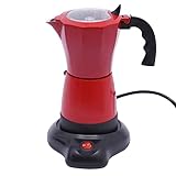 GramStudio Kaffeemaschine mit Basis 480 W 300 ml Espressokocher Elektrischer Espresso-Kocher mit Filter (Rot)