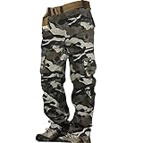Generisch Outdoor Cargohose Herren, Outdoorhose Multi Taschen Wanderhose Große Größen Rengenhose Weite Bein Straight Hosen Einfarbig Klassischer Funktionshosen Alltag Schlicht Trekkinghosen