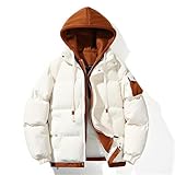 crazynekos Herren Winter Warme Baumwolle Daunenjacke Puffer Jacke Casual Sport Kapuzenmantel (Beige, XXL), beige, XXL