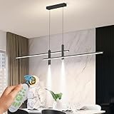 WHLL Pendelleuchte Esstisch Moderne LED Hängelampe Esstisch Dimmbar Esszimmerlampe Hängend Höhenverstellbar Esstischlampe Hängend Esszimmer Lampe Hängend mit Fernbedienung Schwarz 120CM