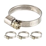 Schlauchschellen mit Schneckenantrieb, 4 Stück, Spannbereich Ø 25-40 mm, für 1 1/4' Schläuche, W2 Edelstahl, Kreuzschlitz SW7, 9 mm Bandbreite, Fixierung von Waschmaschine, Spülmaschine Anschluss