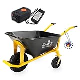BAMATO elektrische Schubkarre MTR-200 | 200 kg Tragkraft | 5 Stunden Arbeitszeit (Opt. bis zu 10 Stunden) | 400W Elektromotor | 160 Liter Mulde | Schubwagen Schubkarre Elektrowagen