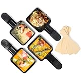 Raclette Pfännchen Mini 4 Stücke Antihaftbeschichtet Grill Pfännchen Grillpfännchen Viereckig Mini Raclette Grill mit 4 Holzschaufel für Universal Elektrogrill Käse Eier