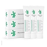 ManukaLind Wundheilsalbe mit antibakteriellem Manuka-Honig (MGO 514+) – für alle Phasen der Wundheilung – Wund- und Heilsalbe fördert die schnelle Heilung leichter bis schwerwiegender Wunden, 3 x 15g