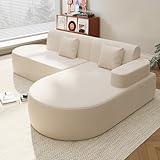 EROMMY Ecksofa, Pure Foam Installation-Free Eckcouch, Sofa L Form Wohnzimmer, Beige Rechte Armlehne