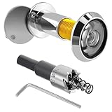 QZKJQDD Türspion, 220° Weitwinkel Optische Glaslinsen, Bohren Mit Tür Spion Ø 16mm, Ring Türspion, Der Türspion ist längenverstellbar und für Türen mit einer Dicke von 40-60 mm geeignet (Silber)