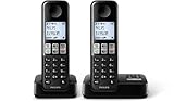 Philips D2352B/38 schnurloses Telefon mit Anrufbeantworter (4,6 cm (1,8 Zoll) Display, HQ Sound, Privatsphären-Modi, 2 Telefone) schwarz