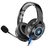 YOTMS Gaming Headset für PS5, PS4, PC, 2-IN-1 Bluetooth Over-Ear-Kopfhörer mit Mikrofon, LED-Licht, für Nintendo Switch Telefon Laptop Mac (Blau)