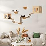 Pucaru Katzen, Katzen-Wandregal-Sitzstange Aus Holz, Katzenregal für Katzen Zum Spielen, Klettern Und Entspannen(10pcs)