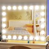 Gvnkvn Kosmetikspiegel mit Lichtern, Hollyhood-Make-up-Spiegel, Hollywood-beleuchteter Spiegel mit 24 dimmbaren LED-Leuchtmitteln, USB- und Typ-C-Aufladung, Touch-Steuerung, Metallrahmen, goldfarben